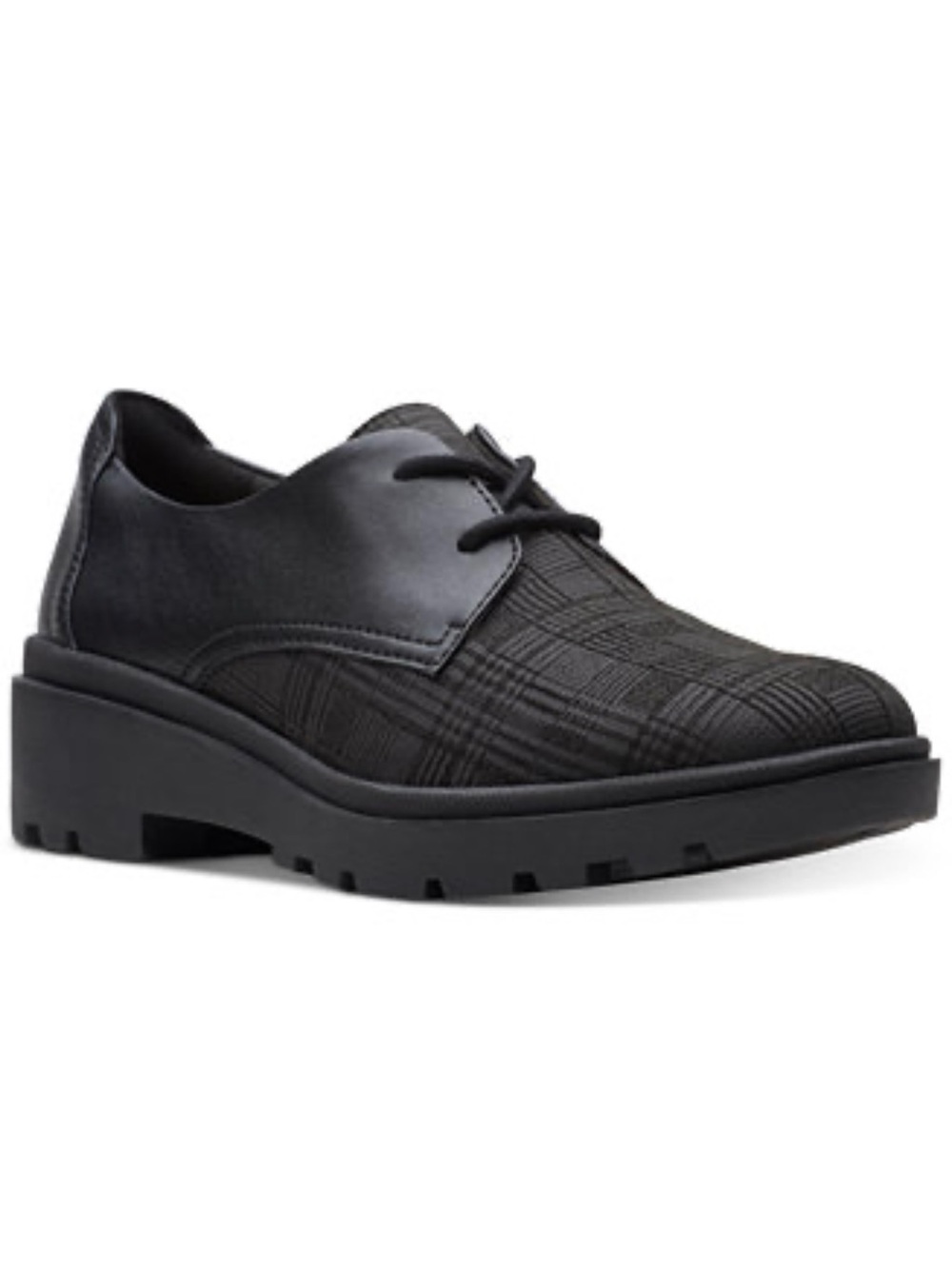 Clarks Calla Ruby Black Plaid Lug Sole Oxford Derby Shoes – 9.5 M